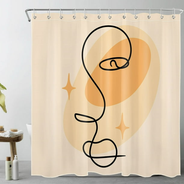 HVEST Mid Century Shower Curtain,Abstract Boho Aesthetic Bathroom
