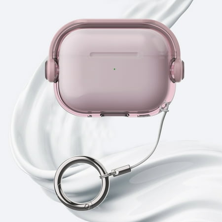 ELEHOLD for Airpods 2nd/1st Generation 2022 Case Slim Fit Clear Transparent Kickstand Plastic Simple Shockproof Protective Case with Ring Keychain for Airpods 2nd/1st Generation 2022 Pink