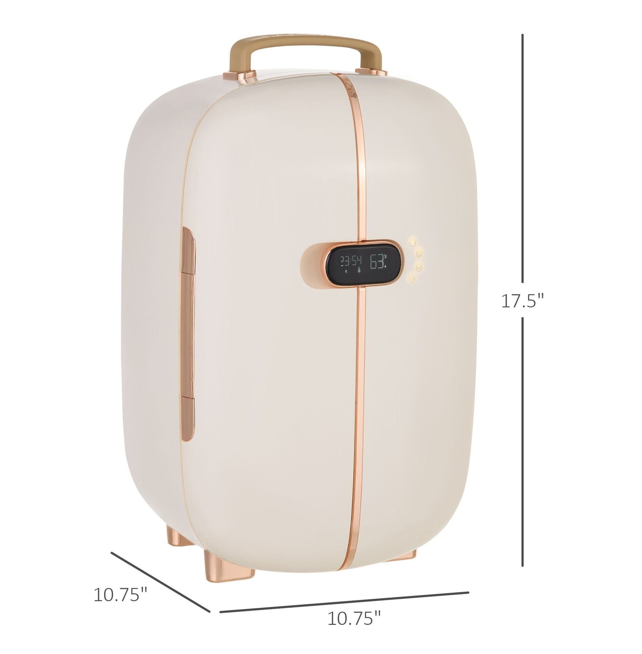 Skincare Fridge 12L - Beauty Refrigerator with LED, Timer & Dual Doors - Cooler & Warmer for Makeup, Skincare - White