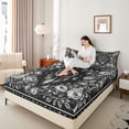 thumbnail image 4 of Homewish Female Men Boho Feather Dreamcatcher Full Size Sheets 4-Piece,Chic Floral Flowers Breathable Bed Sheets,Retro Vintage Aesthetic Lightweight Sheet Sets,Breathable Home Decor, 4 of 7