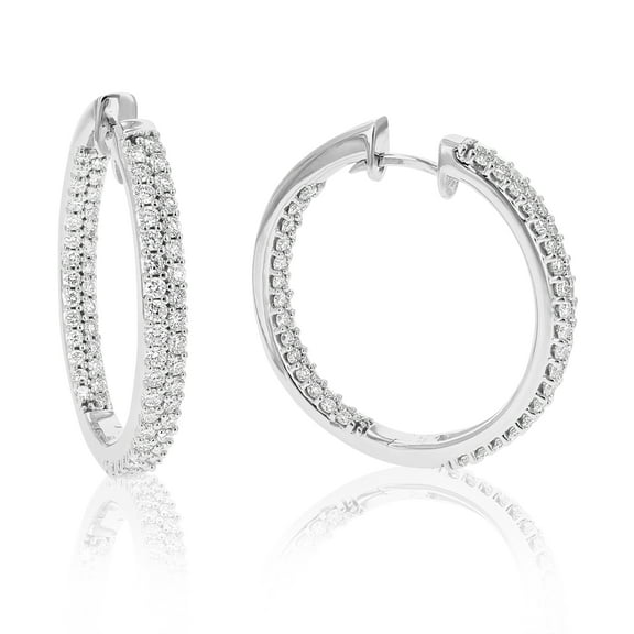 Vir Jewels 2 CTTW Lab Grown Diamond Hoops Earrings in Sterling Silver With Hidden Post For Women