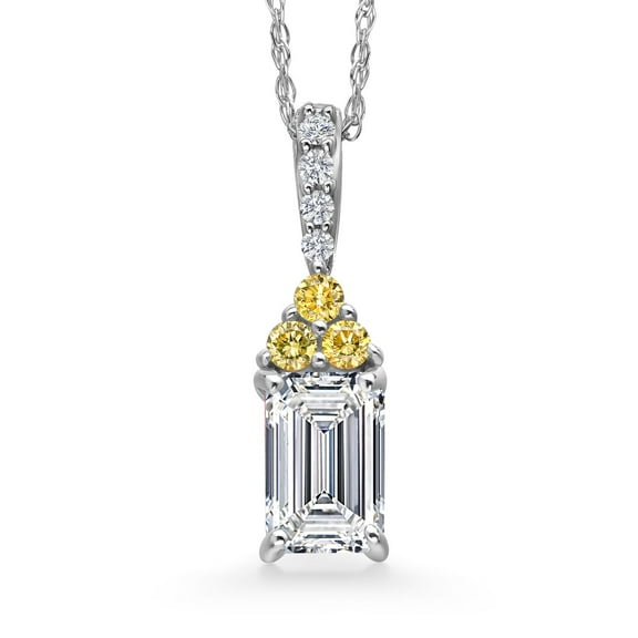 0.83 Cttw Emerald Cut 14K White Gold IGI Certified and Canary Lab Grown Diamond Pendant Necklace | 0.75 Ct Emerald Cut D-E Color | VS1-VS2 Clarity | Gold Necklace for Women | With 18 inch Gold Chain