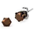 thumbnail image 1 of Femmes Deux Tons IP Boucles d'Oreilles en Acier Inoxydable Brun Clair avec AAA Grade CZ en Café Léger, 1 of 1