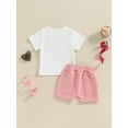 thumbnail image 5 of Hirigin Toddler Baby Boy First Birthday Outfit Letter Print Short Sleeve T Shirt Top and Solid Shorts 2 Piece Summer Clothes, 5 of 8