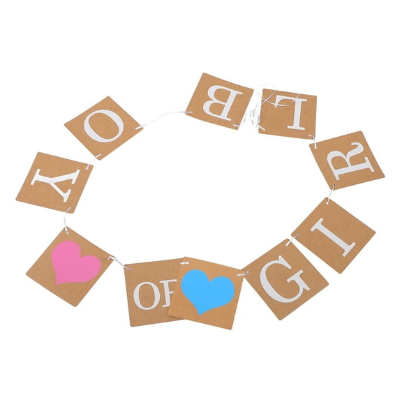 WRISTBIQUE Boy Or Girl Decor Gender Reveal Boy Or Girl Banner Brown Kraft Paper 1Set