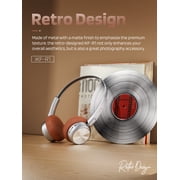 iKF R1 Wireless Retro Wireless Headphones Bluetooth 5.3 APP Custom Sound 60 Hours Playtime Game Mode Noise Isolation Built-in Microphone Throwback 80s 90s Design (Brown)