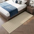 thumbnail image 4 of Hallway Runner Rug 2'x6', Brown Modern Kitchen Runner Rugs Non-Slip Carpet Mats, Farmhouse Geometric Vertical Stripes Retro Bedside Rugs Runners Washable Floor Carpet for Bathroom Laundry Room, 4 of 8