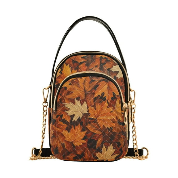 FORMRS Crossbody Bag for Women Quilted Travel Shoulder Cell Phone Purse with Chain Strap Handbag, Fall Pattern