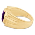 thumbnail image 3 of AFFY 8x10 mm Simulated Birthstone Men's Ring Amethyst In 14K Yellow Gold Plated 925 Sterling Silver. Ring Size 9.5, 3 of 6