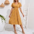 thumbnail image 1 of Falda Falda de gasa elegante con cuello en V cintura elástica estampada pequeña falda acampanada floral Cgtredaw para Mujer Amarillo T M, 1 of 6