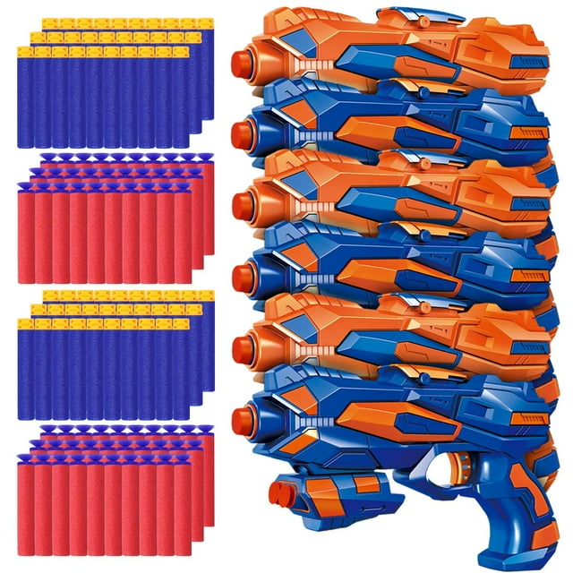 Pistolas POKONBOY de Blaster Toys, paquete de 6 con 120 dardos de espuma para mayores de 6 años