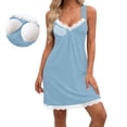 thumbnail image 4 of YSUEJPF Womens Lace Trim Nightgown with Built in Bra V Neck Short House Dress Sleeveless Chemise Sleepwear, 4 of 9