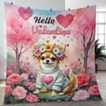 thumbnail image 4 of Hello Valentine’s Day Chihuahua Flower Crown Romantic Pink Floral Quilt Blanket Dog Lover Gifts Idea Cozy Comforter Throw Blanket - 00031, 4 of 5