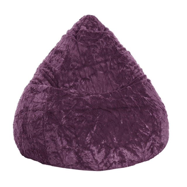 Gouchee Home Fluffy Aubergine Faux Fur Bean Bag Chair – Plush Lounge Seating with Polystyrene Bead Filling, Suitable for Adults and Teens, Lightweight & Portable for Bedroom, Dorm or Living Room