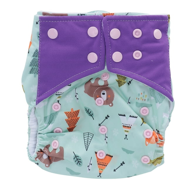 Pañal de tela reutilizable con bolsillo para bebé, pañal infantil lavable impreso, tamaño ajustable, NappyBear Fox