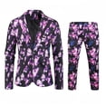 thumbnail image 5 of Traje navideño para hombre de 2 piezas, corte entallado, estampado de muñeco de nieve navideño, para fiesta, disfraz de un solo botón, ropa informal de moda para hombre, 5 of 5