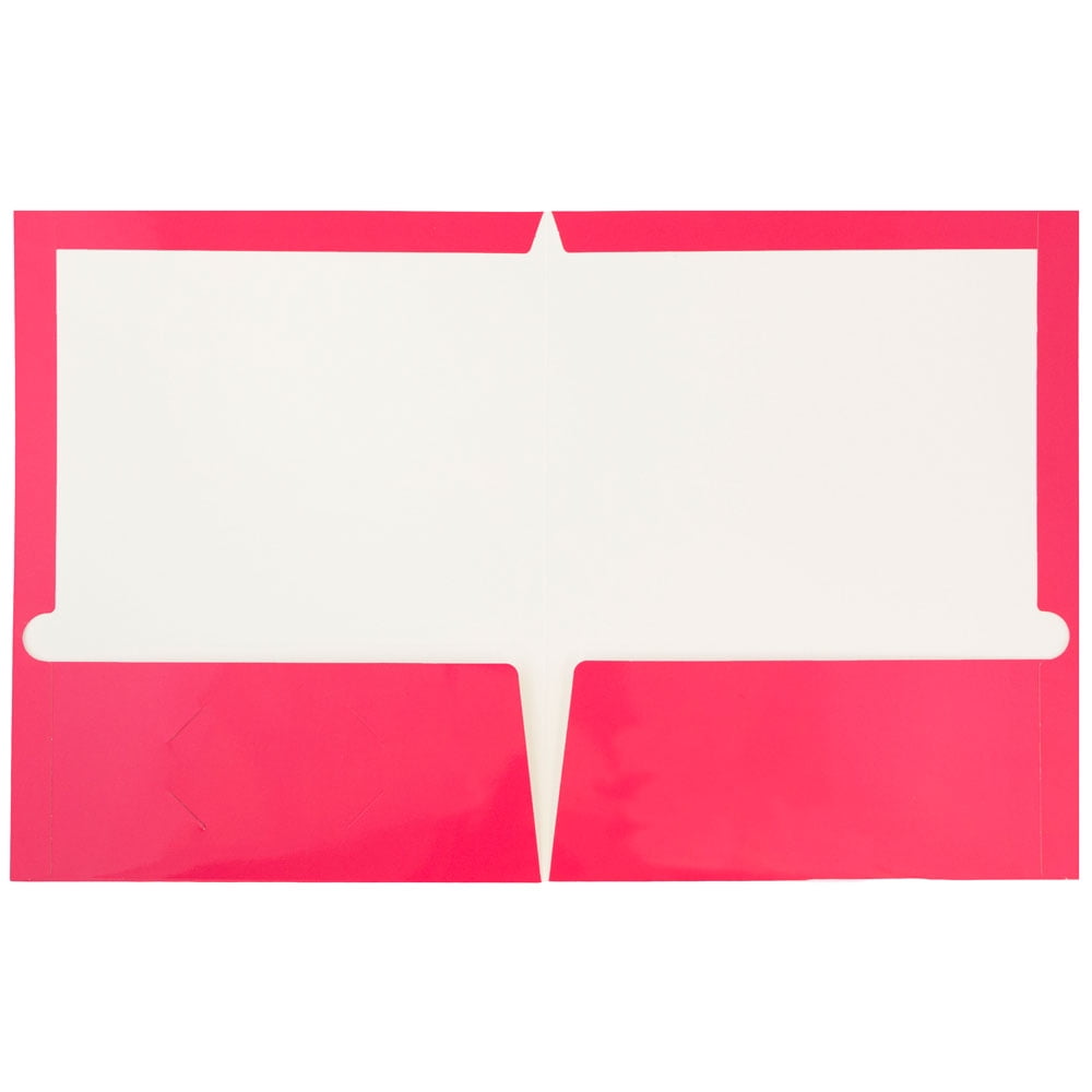 JAM Paper Glossy Two Pocket Folders, Fuchsia Pink, 100/Pack