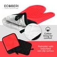 Ecoberi Silicone Oven Mitts and Pot Holder Set, Heat Resistant, Cook, Bake, BBQ, Pack of 3 Red - image 5 of 6