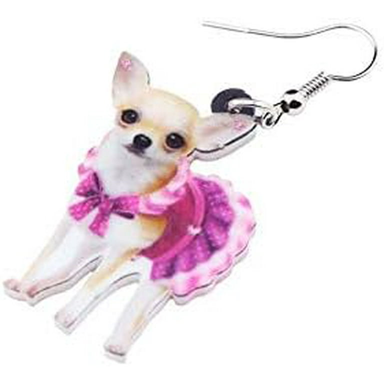 NEWEI Chihuahua Enamel Dangle Earrings - Cute French Clip Earrings For Women & Dog Lovers 5 thumbnail image
