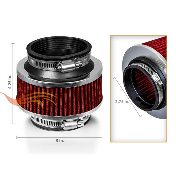 RED - 2.75" Inches 70 mm Universal Performance Cold Air Intake Kit Bypass Valve Air Filter
