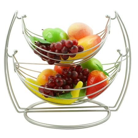 2 Tier Fruit Basket Double Hammock Kitchen Produce Storage