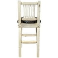 thumbnail image 5 of Homestead Collection Barstool w/ Back, Clear Lacquer Finish w/ Upholstered Seat, Woodland Pattern, 5 of 9