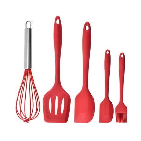 

5pcs Heat Resistant Cooking Tool Kitchen Utensils Set Silicone Spatula Hanging