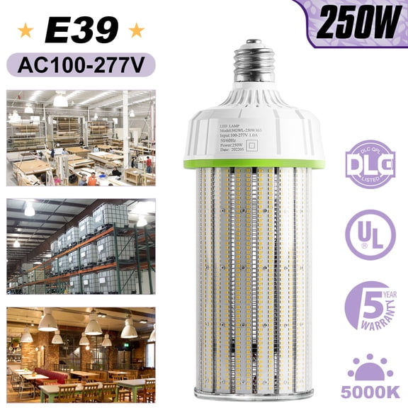 250W LED Corn Bulb Light E39 Base High Bay Warehouse Street Parking Lot Lighting