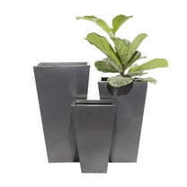 DecMode 17", 21", 25"H Light Weight Minimalistic Dark Gray Metal Geometric Planter with Tapered Base (3 Count)