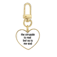 thumbnail image 1 of The Struggle Is Real Quotes Gold Heart Keychain Metal Keyring Holder, 1 of 3