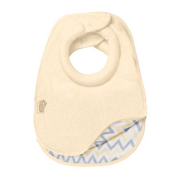 Tommee Tippee Closer to Nature ComfiNeck Baby Bib with Padded Collar, Reversible Cream