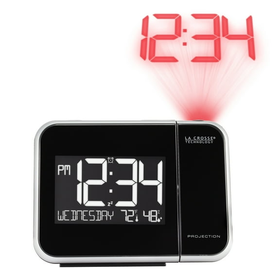 La Crosse Technology Projection Alarm Clock with Indoor Temperature & Humidity, 616-1412