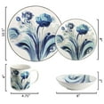 thumbnail image 6 of Elama Peony Garden 16 Piece Floral Design Round Porcelain Dinnerware Set in Blue, 6 of 9