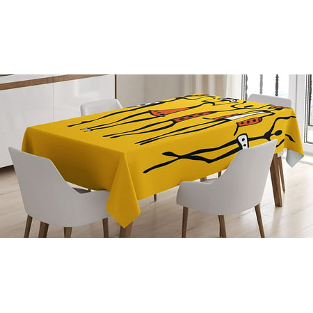 

Mindunm Africa Tablecloth Dancing Figures Sketchy Characters Modern Style Graphic Print in Earth Tones Rectangular Table Cover for Dining Room Kitchen Decor 60 X 84 Mustard Orange