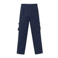 thumbnail image 4 of Cargo Sweatpants for Men Drawstring Baggy Sweatpants Plus Size Athletic Jogger Workout Pants with Pockets Navy 2XL, 4 of 5