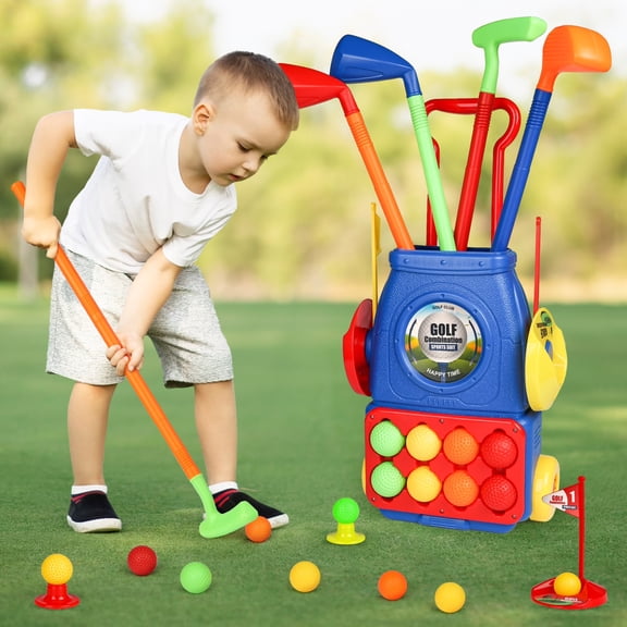 Beefunni Kids Golf Toy Set for Boys Girls 3-6 Years, Golf Club Set Sports Kit, Toddler Outdoors Indoors Exercise Toys Boys Girls Christmas Birthday Gifts Toys for Aged 3 4 5 6