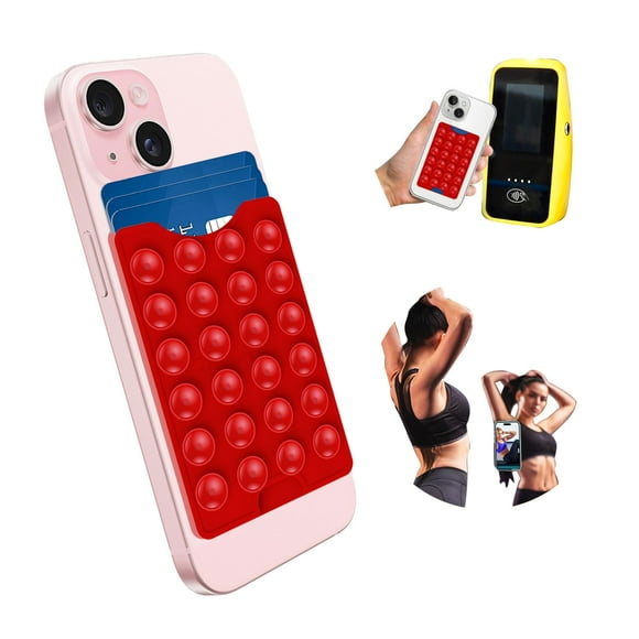 Tarjetero con ventosa para teléfono CukoHno Classic Ketchup Red