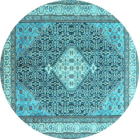 Ahgly Company Indoor Round Persian Light Blue Traditional Area Rugs, 5' Round