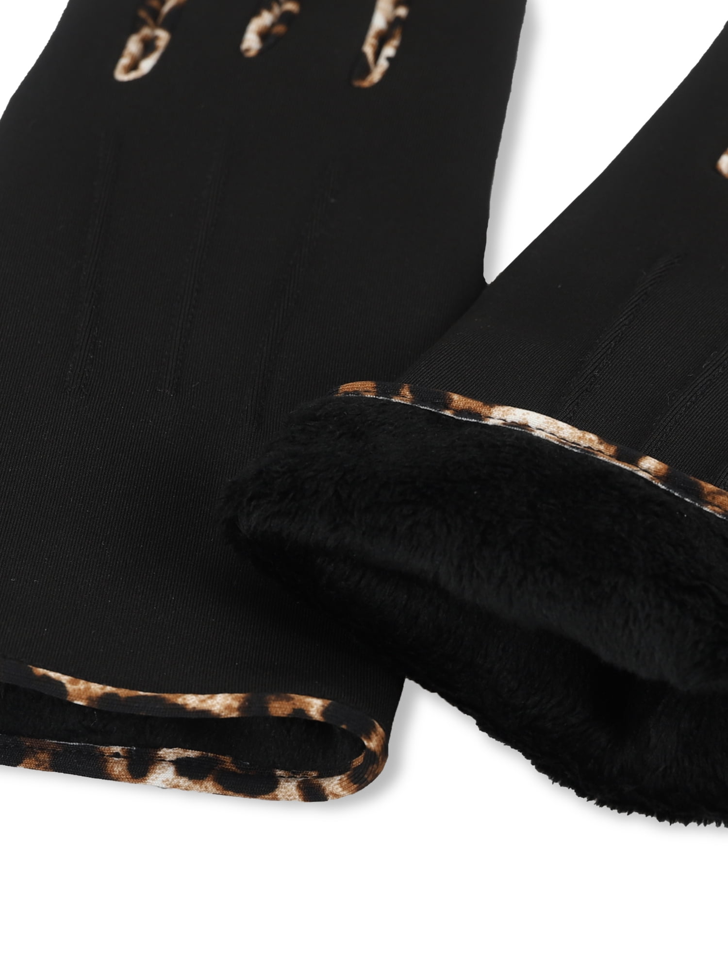 Isotoner Women's Leopard Print Trim Stretch Gloves, L/XL