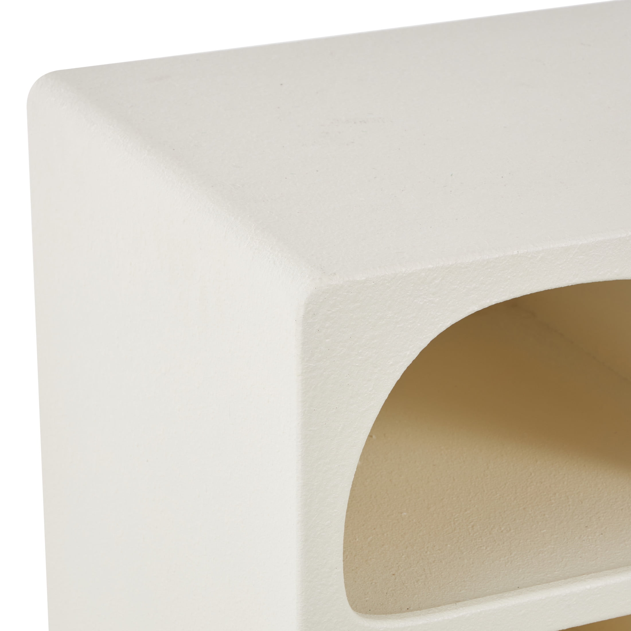 DecMode 40" x 28" Cream Wooden Geometric 8-Tier Shelving Unit with Abstract Block Shapes and Black Hairpin Legs, 1-Piece