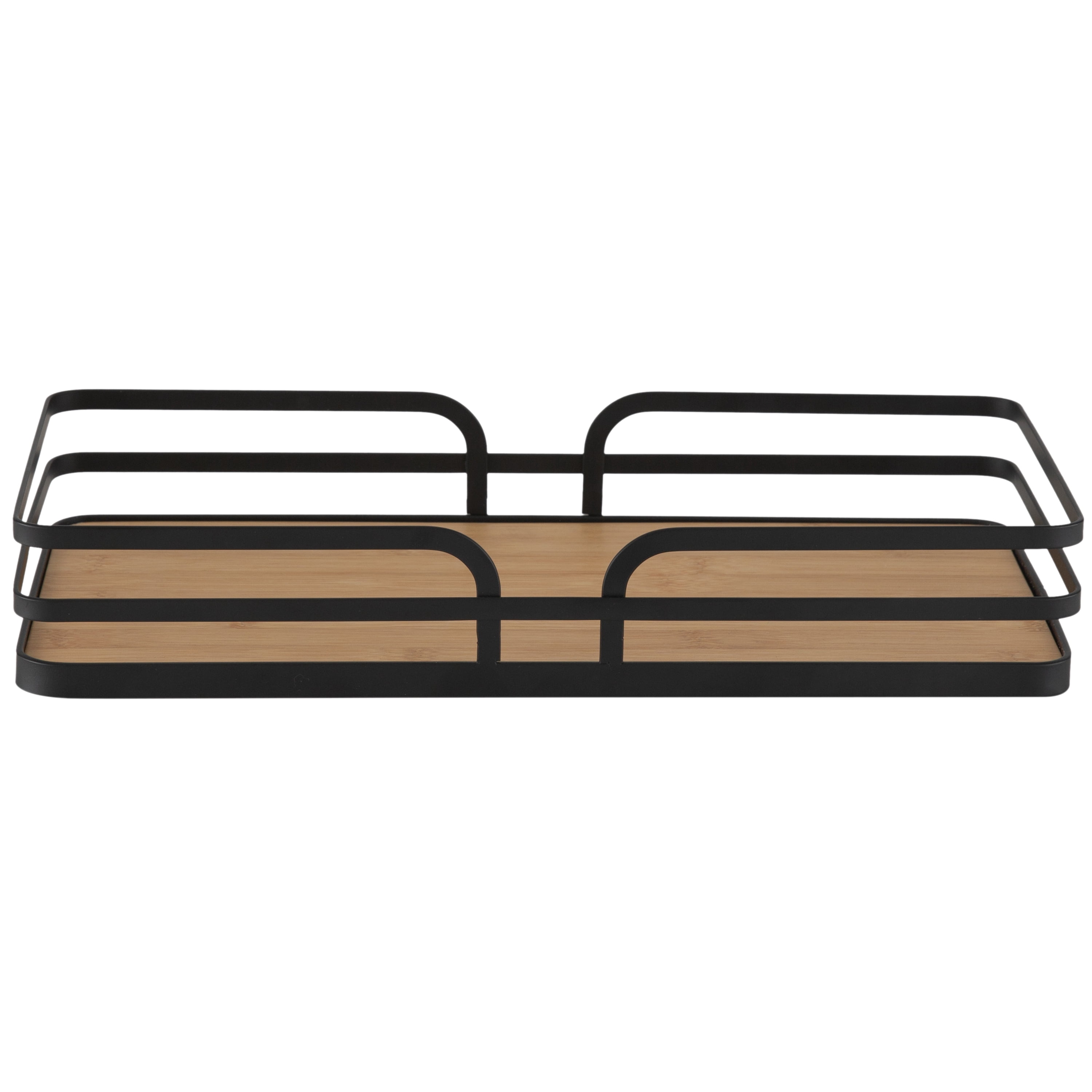 Simplify Modern Bamboo 6.5" W Vanity Tray in Matte Black