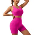 thumbnail image 4 of Two Piece Workout Sets For Women Tank Top Matching High Waist Booty Lifting Shorts Gym Yoga Active Wear Outfits,Quick Dry(Hot Pink,L), 4 of 5