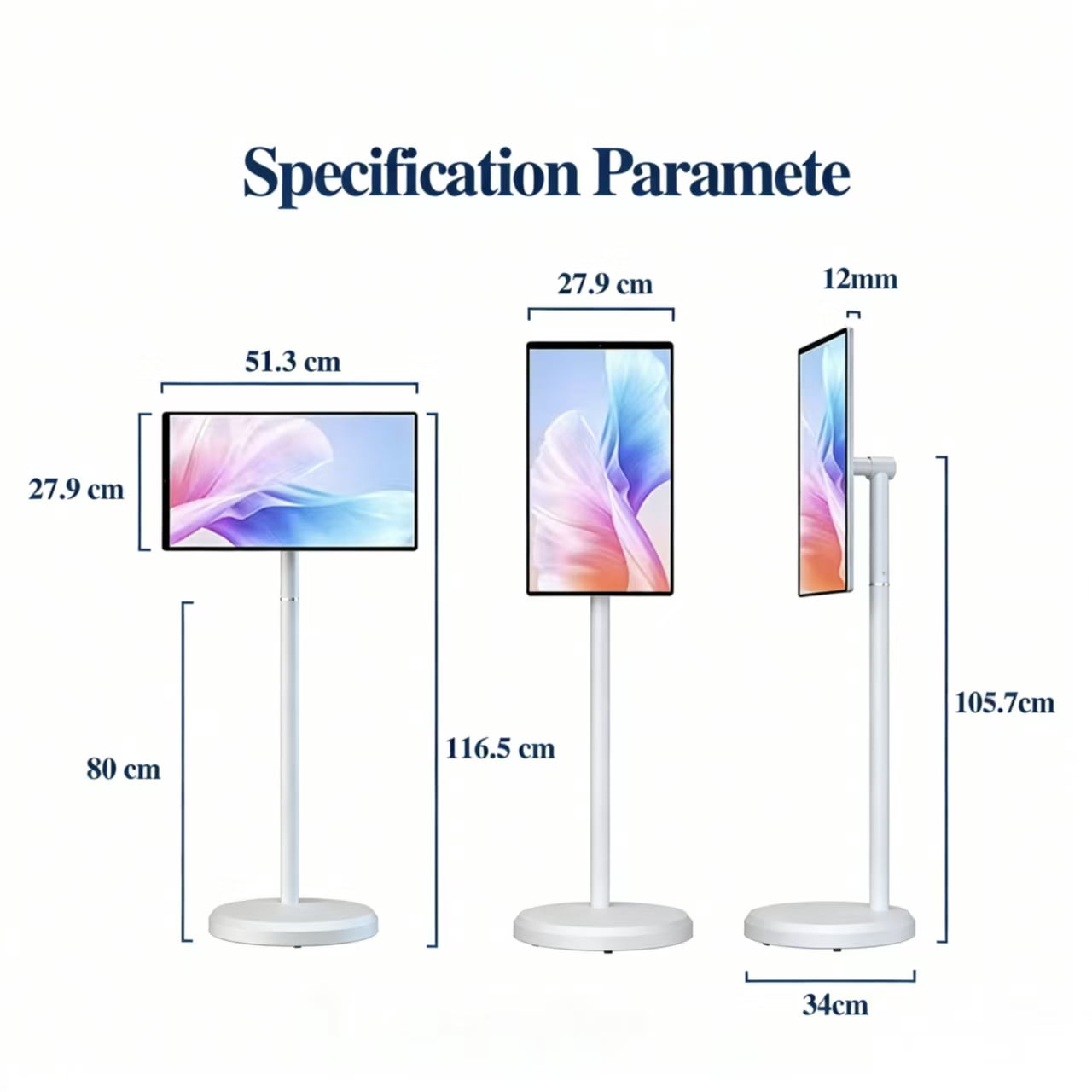 21.5" Portable Touchscreen Smart TV, FHD 1080p, Android, 4+64GB, Built-in 6000mAh Battery, For Indoor/Outdoor Use, Rotating Screen