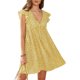 thumbnail image 1 of Sunloudy - Vestido suelto de verano para mujer, estampado sólido/floral, mangas volantes plisadas, cuello en V, vestido corto Sunloudy  moda, 1 of 7