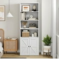 thumbnail image 4 of 2025 New Bookcase with Doors, Farmhouse Bookshelf 11.8in Depth Wooden Display Storage Shelves, 71.4in Tall Bookcases, Industrial 6 Shelf Grey Bookshelves, for Bedroom,Living Room,Home Office, 4 of 8