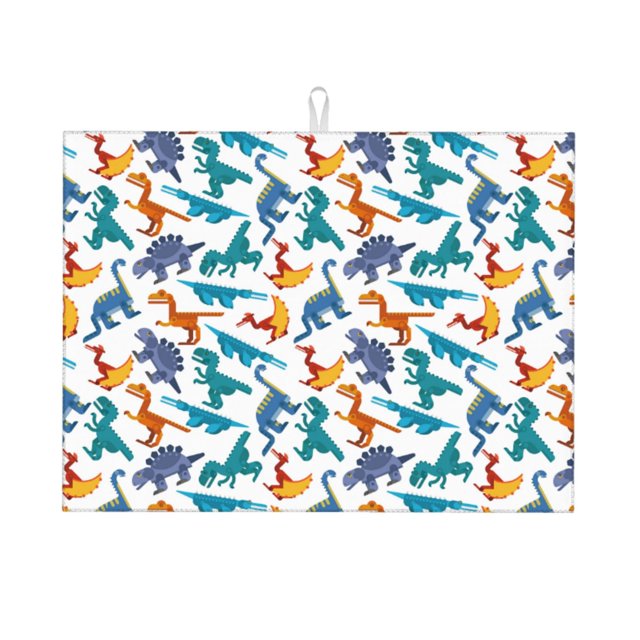 Balery Block Dinosaur Alfombrilla de Secado para Cocina, 18x24 Pulgadas, Súper Absorbente para Platos y Encimeras