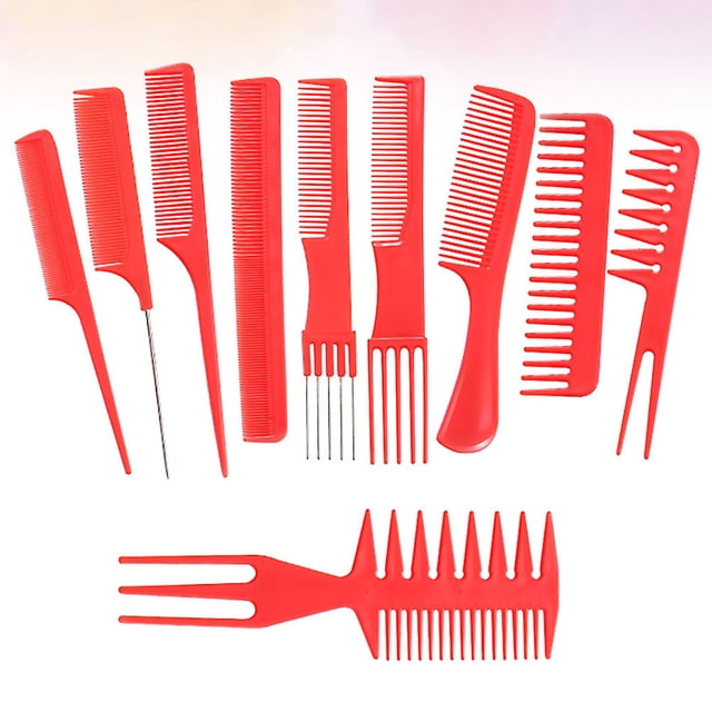 FOMIYES 20Pcs Hair Comb Red Plastic Material Hairdressing Comb with Comfortable Handle for Hair Care