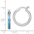 thumbnail image 4 of Auriga 925 Sterling Silver Rhod-plated Created Blue Opal Inlay Round Hoop Earrings for Women, 4 of 6