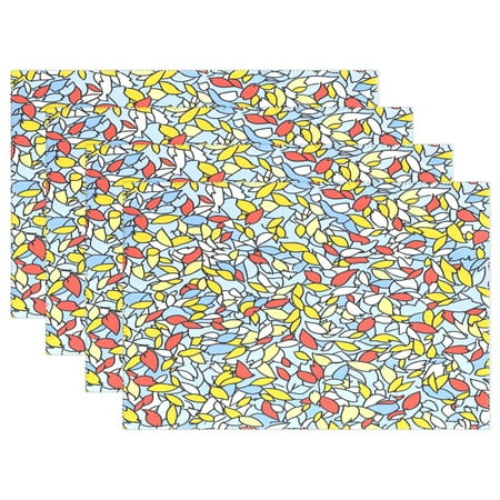 

Colorful Leaf Pattern 4-Piece 12x18in Heat-Proof Place Mats Set Non-Slip for Family Dining