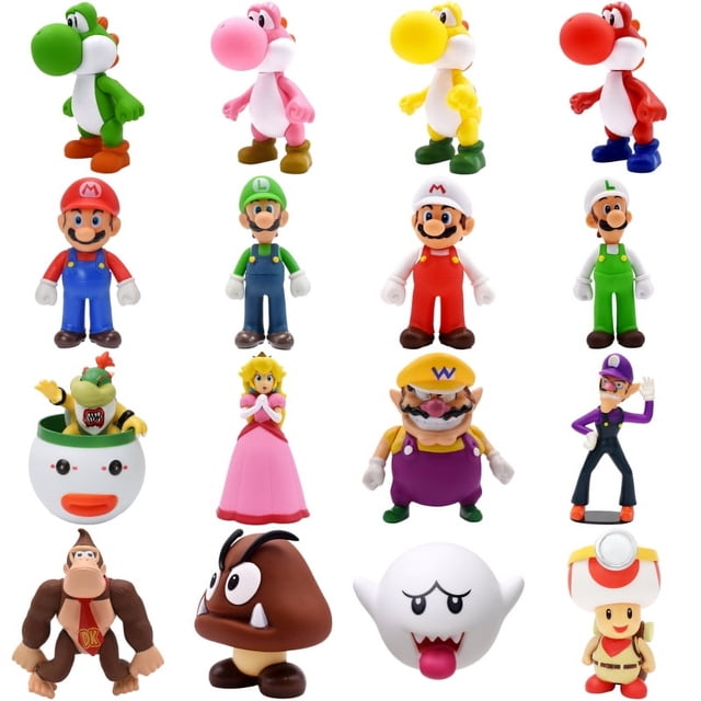 Figuras de la princesa Peach, Bowser Jr., Luigi, Mario Bros, juguetes de modelos creativos de Donkey Kong, Toad y Waluigi